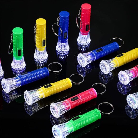 100 Pcs Mini Flashlight Keychain Bulk Assorted Colors Torch Keyring Flashlights - Picture 5 of 6
